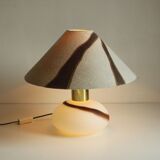 Murano glass brass table lamp with matching shade, Italy 1970s.