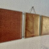 Vintage 1950s triptych barber brick hairdresser mirror - 30 x 76 cm