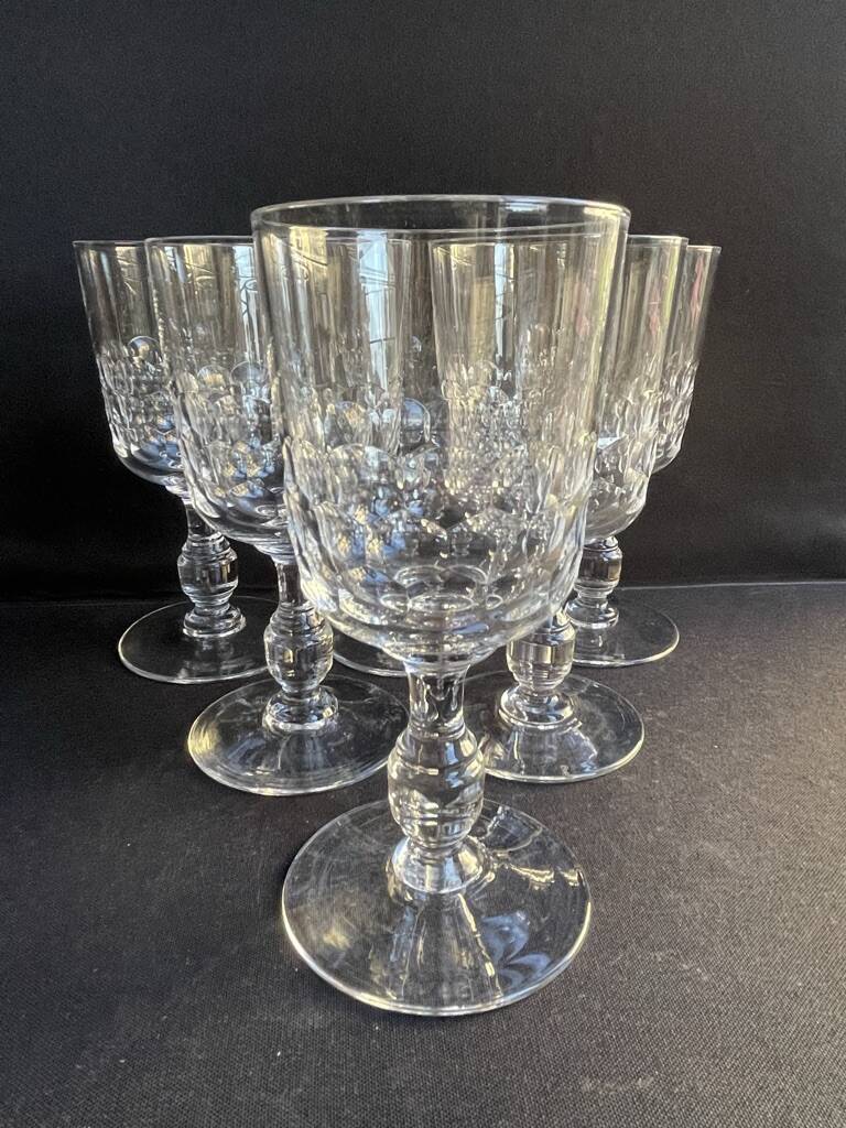 6 Blown and cut crystal water glasses – Art Nouveau