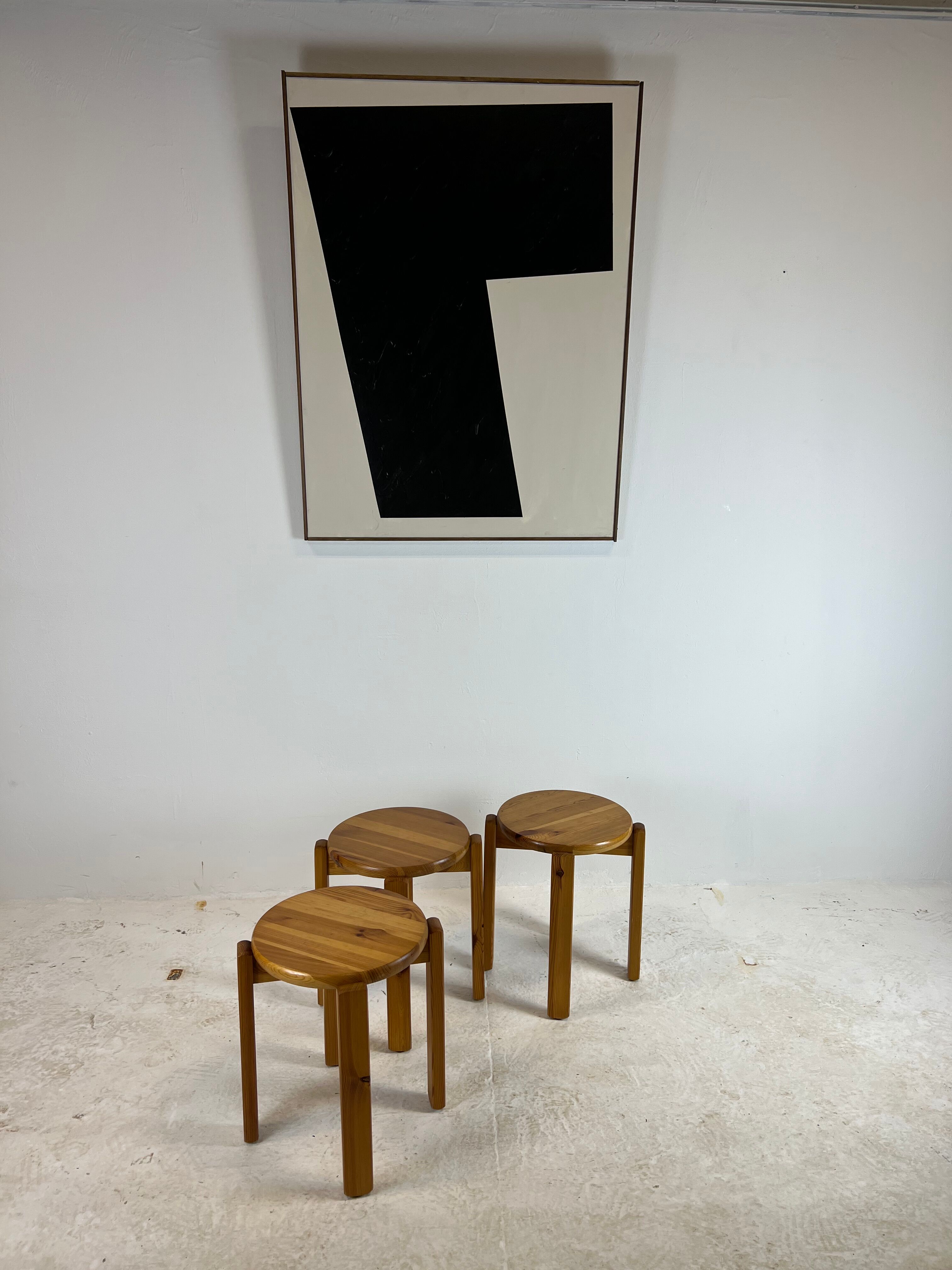 Mid-century stool trio, 1970