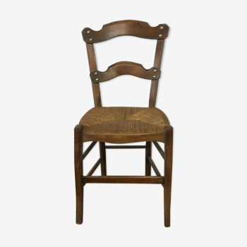 Chaise ancienne bois et paille