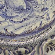 Grand plat en faience bleue Savone Italie 48 cm de diamètre