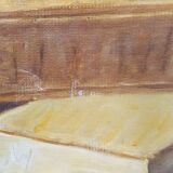 Oil on canvas still life not signed apples pitcher kitchen