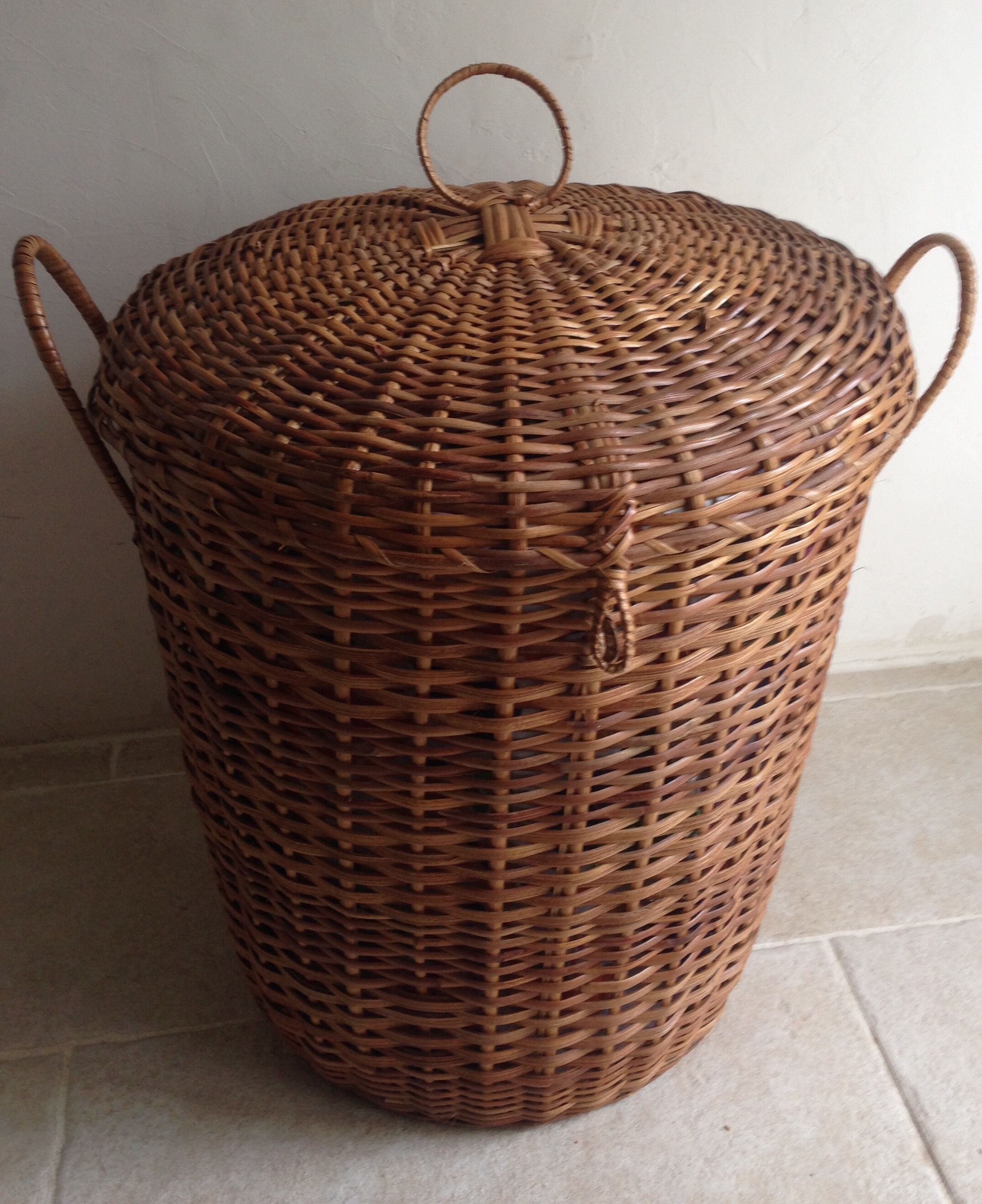 Vintage wicker laundry basket