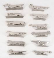 Aristide Colotte, 12 animal-shaped knife rests, Art Deco, excellent condition, case.