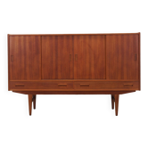 Buffet haut en teck, design danois, années 1970, fabriqué par Børge Dam