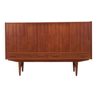 Buffet haut en teck, design danois, années 1970, fabriqué par Børge Dam