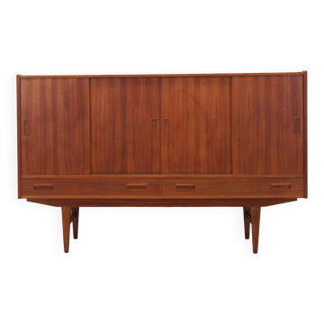 Buffet haut en teck, design danois, années 1970, fabriqué par Børge Dam
