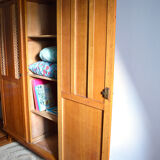 Wood and rattan wardrobe