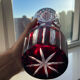 Hand-cut crystal vase, Bohemian or Polish - Vintage - Ruby/Cranberry