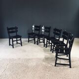 Brutalist dining chairs by Dittmann for Awa Radbound, Netherlands, 1970s, set of 6.