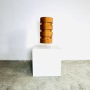 Large Cylindrical Pine Veneer Table Lamp By Hans-Agne Jakobsson For Ab Ellysett, Sweden 1960S