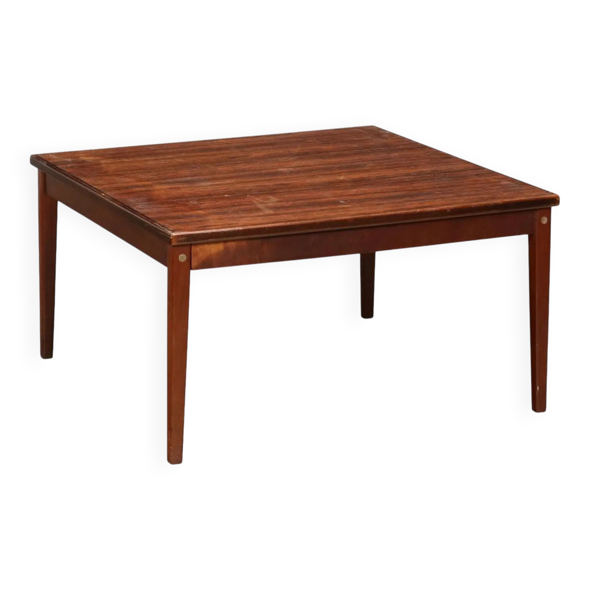 Table basse vintage plaquée en différentes essences de bois, Brésil