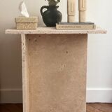 Minimalist travertine stone side table