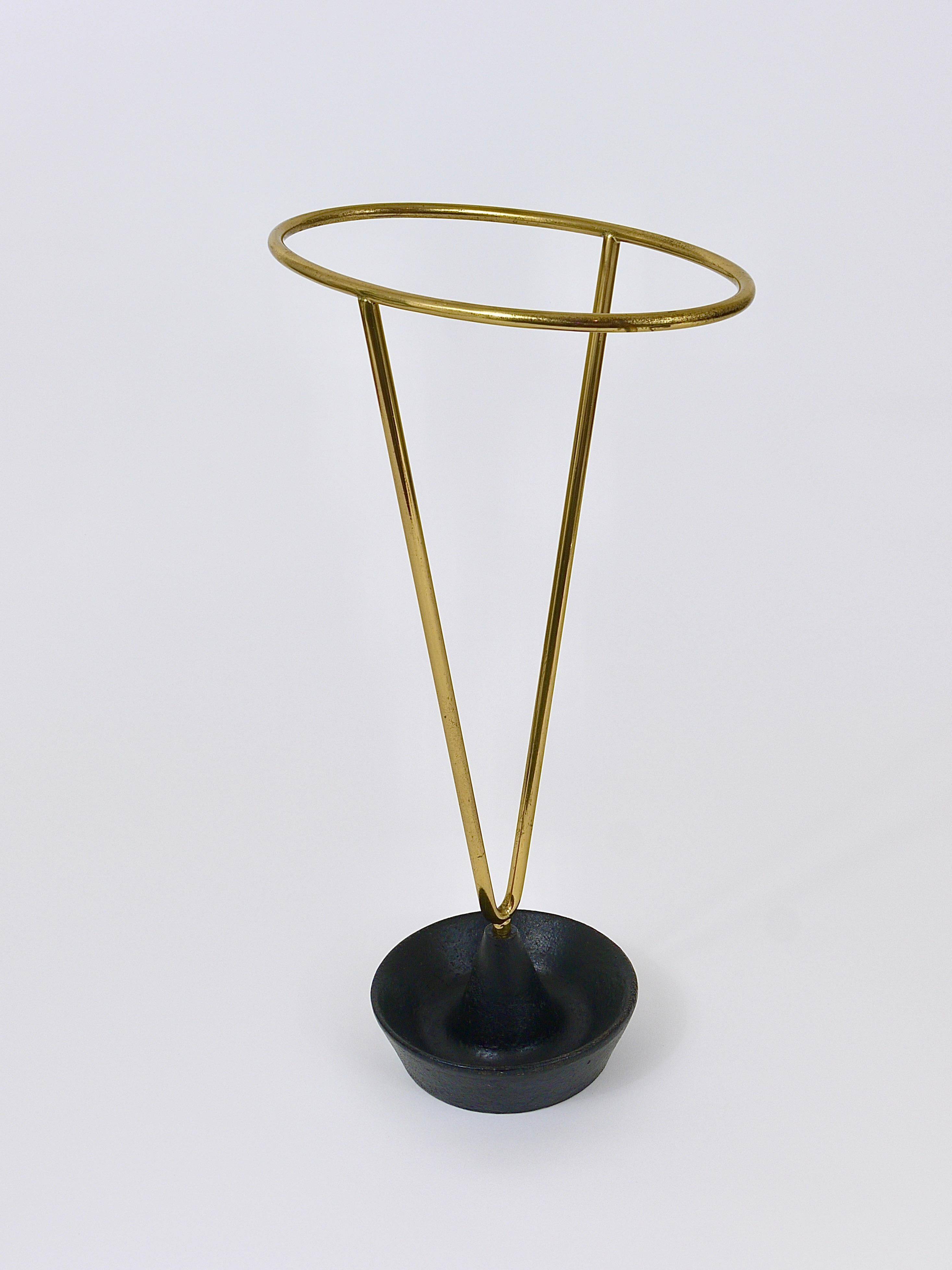 Carl Auböck Umbrella Stand in Brass and Cast Iron, Mid-Century, Austria, 1950s
