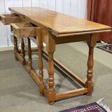 Large folding blond mahogany console - Indian work from the 1980s