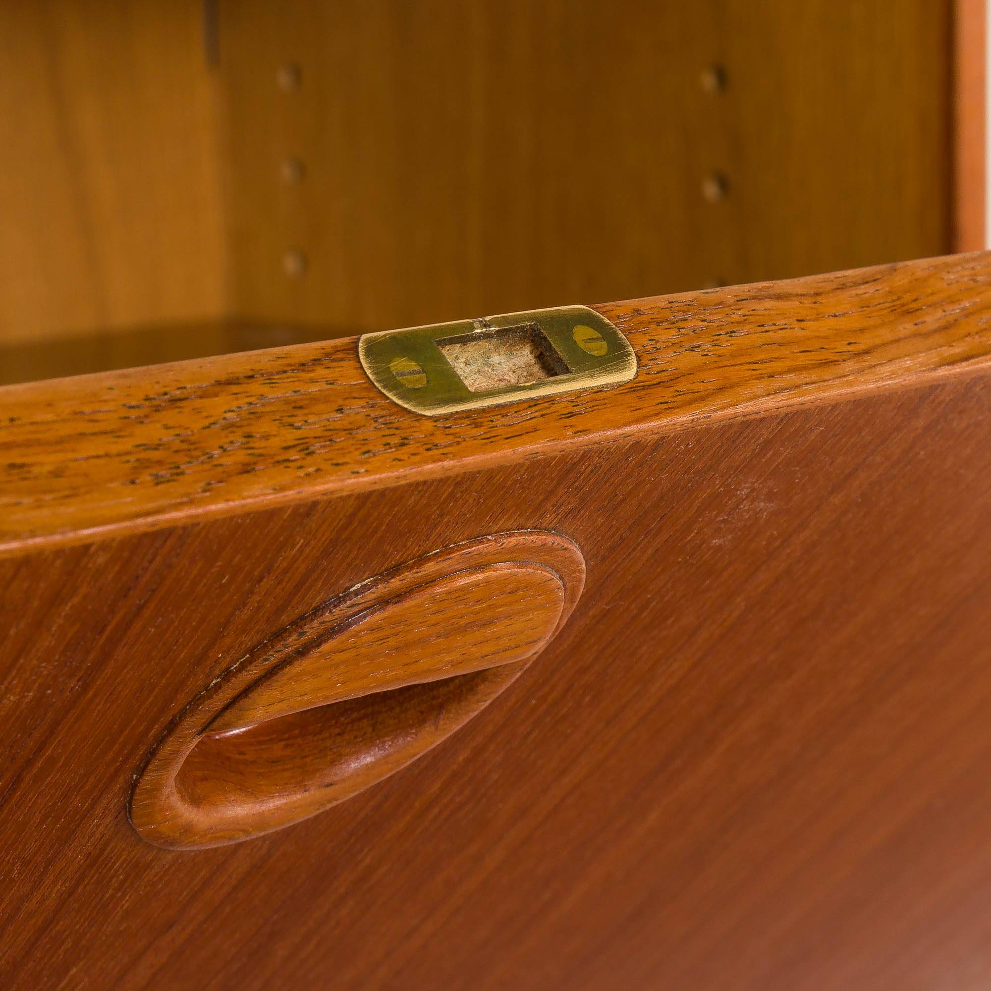 Hansen and Guldborg 3 bay teak wall unit, Denmark 1960s
