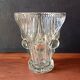 Vase transparent pressed molded glass vintage 1950