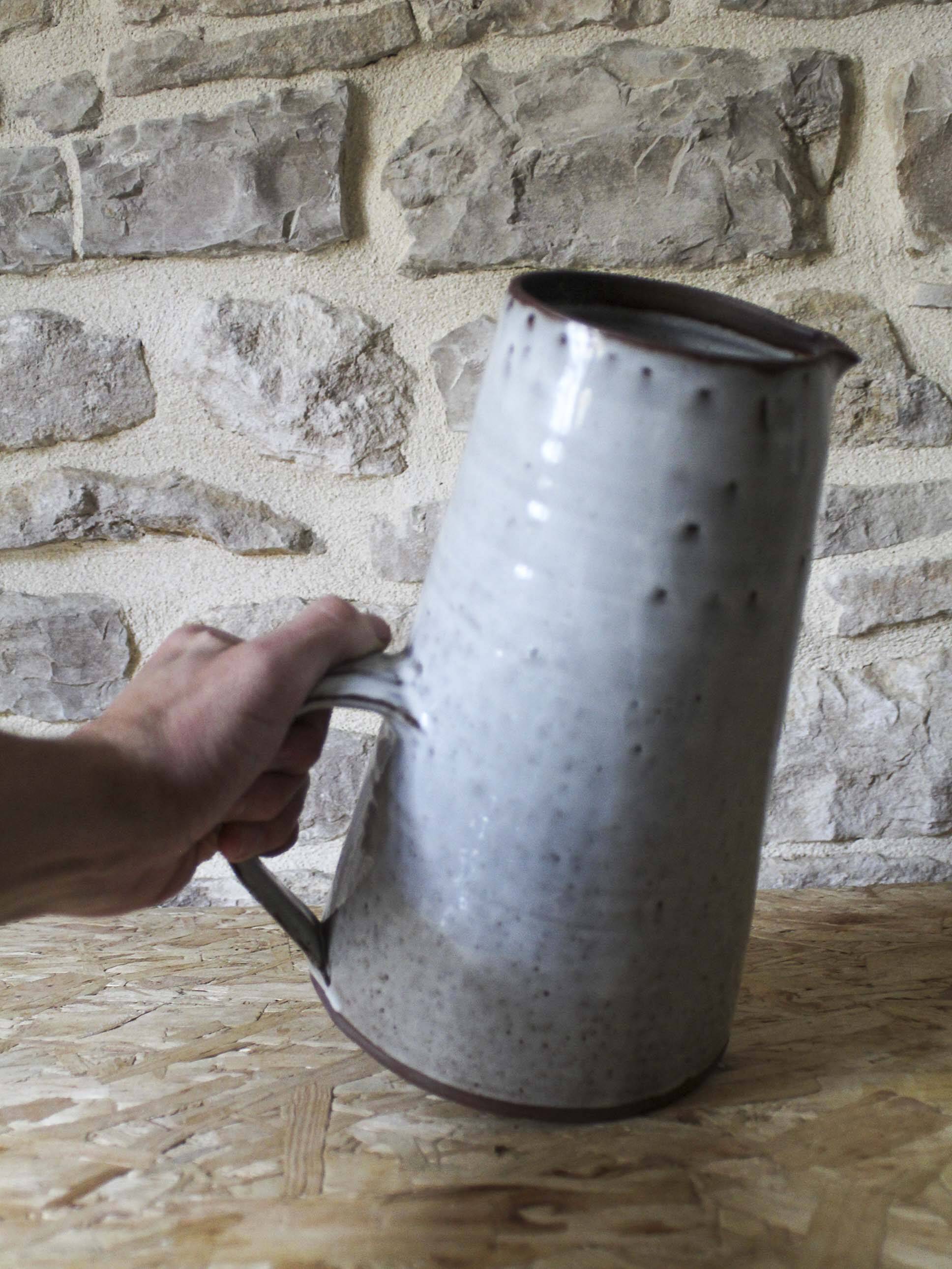 Large Roger Jacques stoneware pitcher