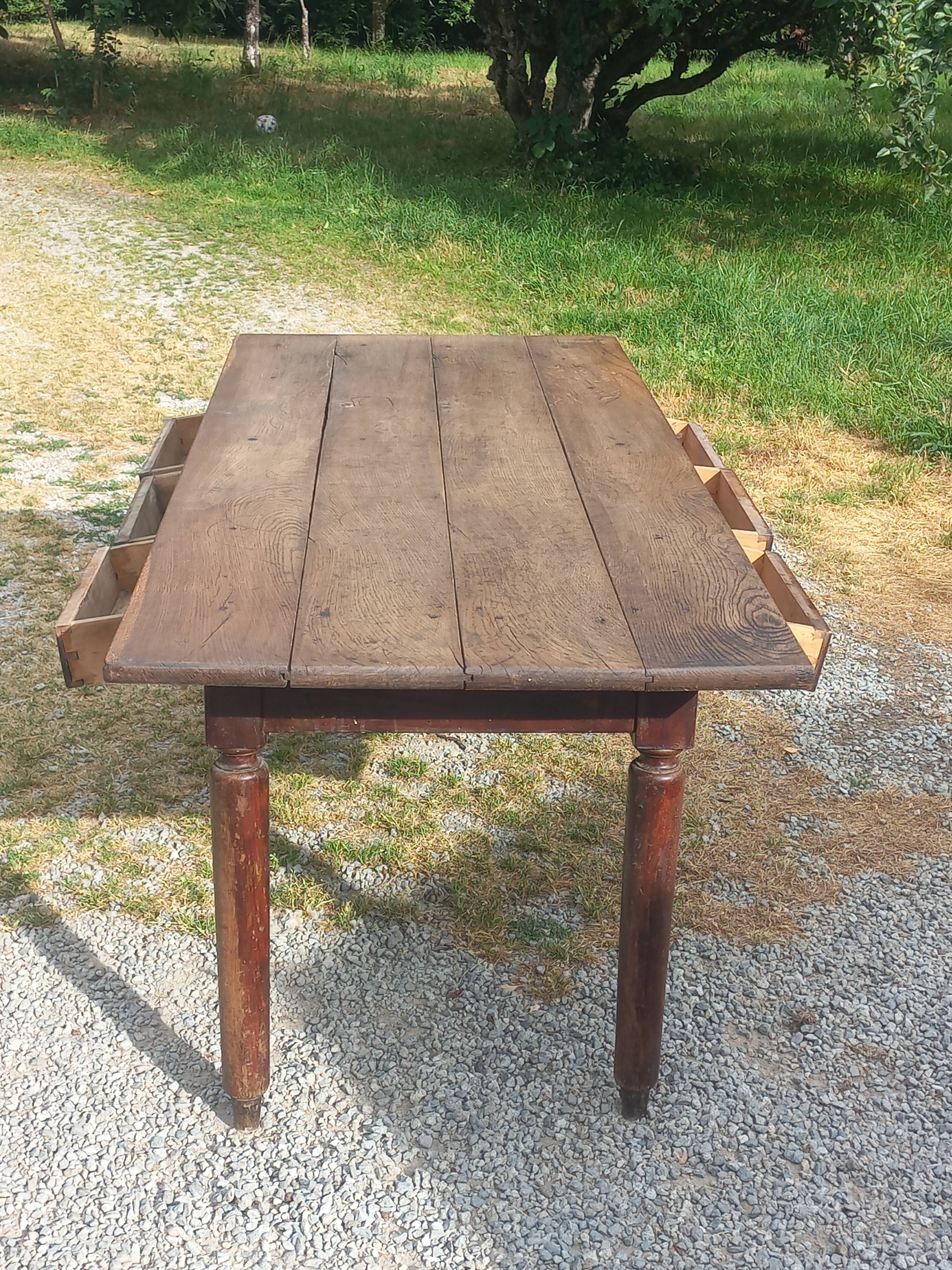Oak farmhouse table 190cm 6 drawers
