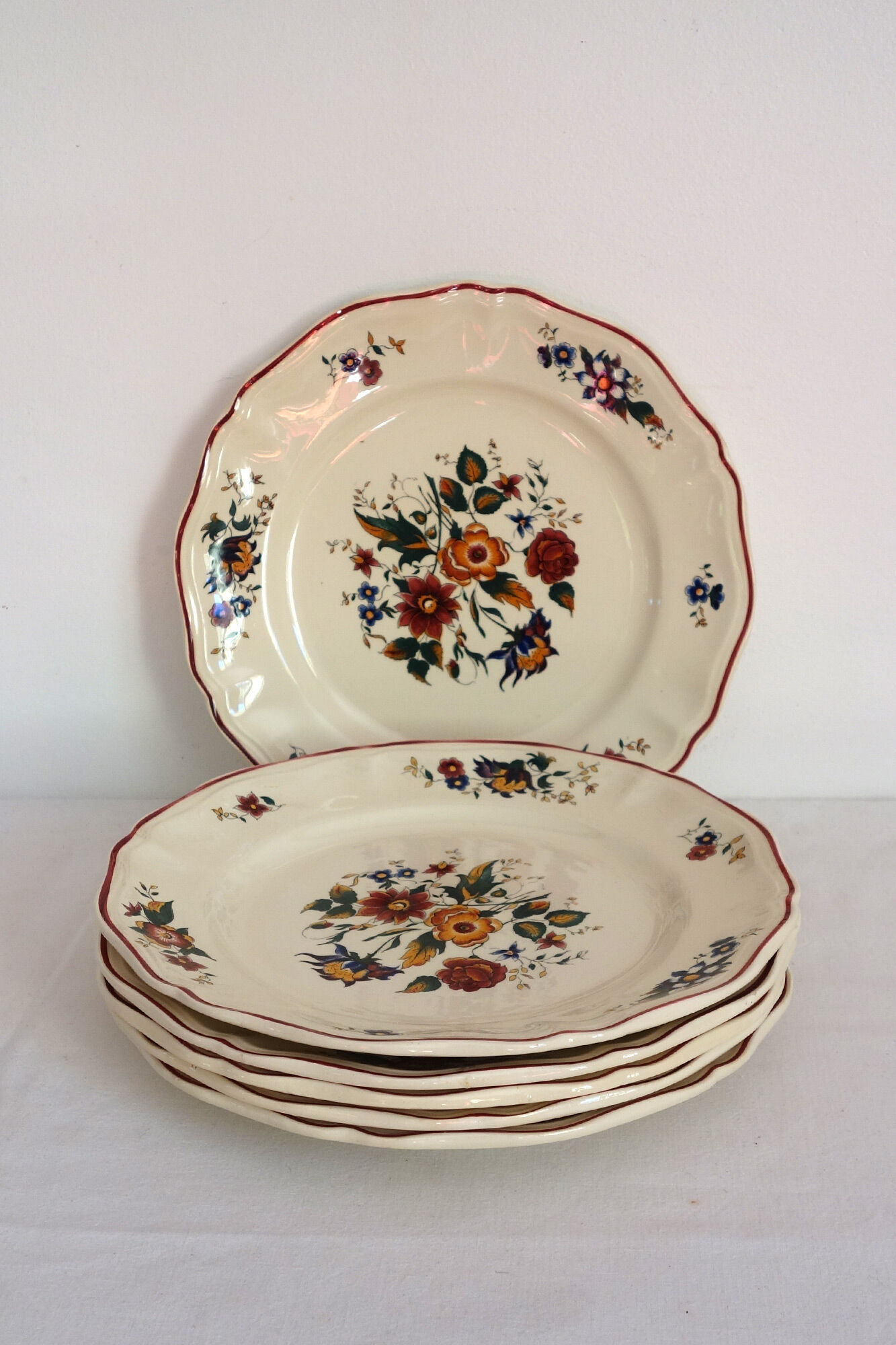 Set of 6 flat plates Sarreguemines