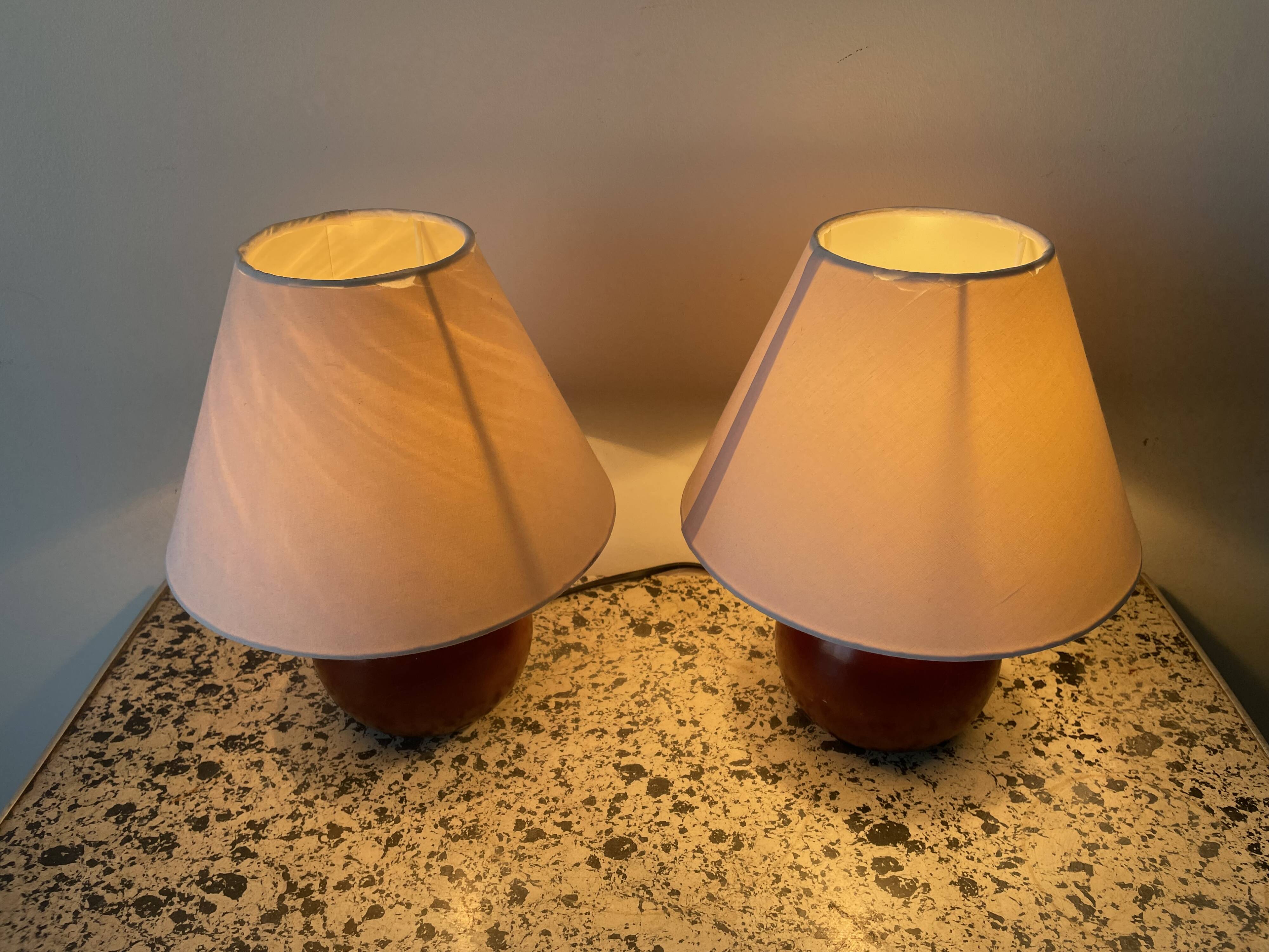 Set of 2 wooden ball lamps