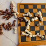 wooden games box: chess - little horses - dominoes - cards