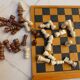wooden games box: chess - little horses - dominoes - cards