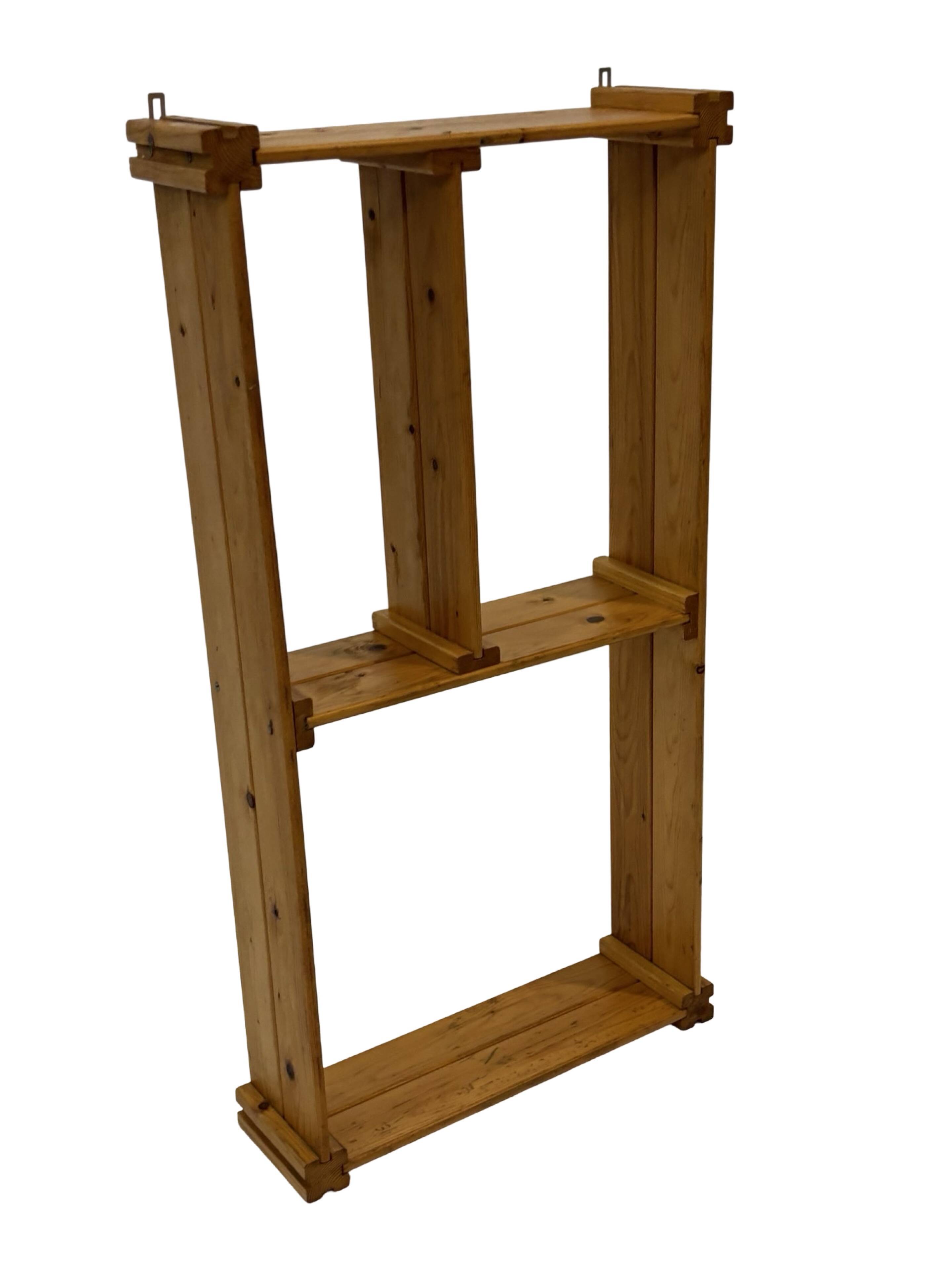 Vintage Wall shelf rack Pinewood wood 70s design