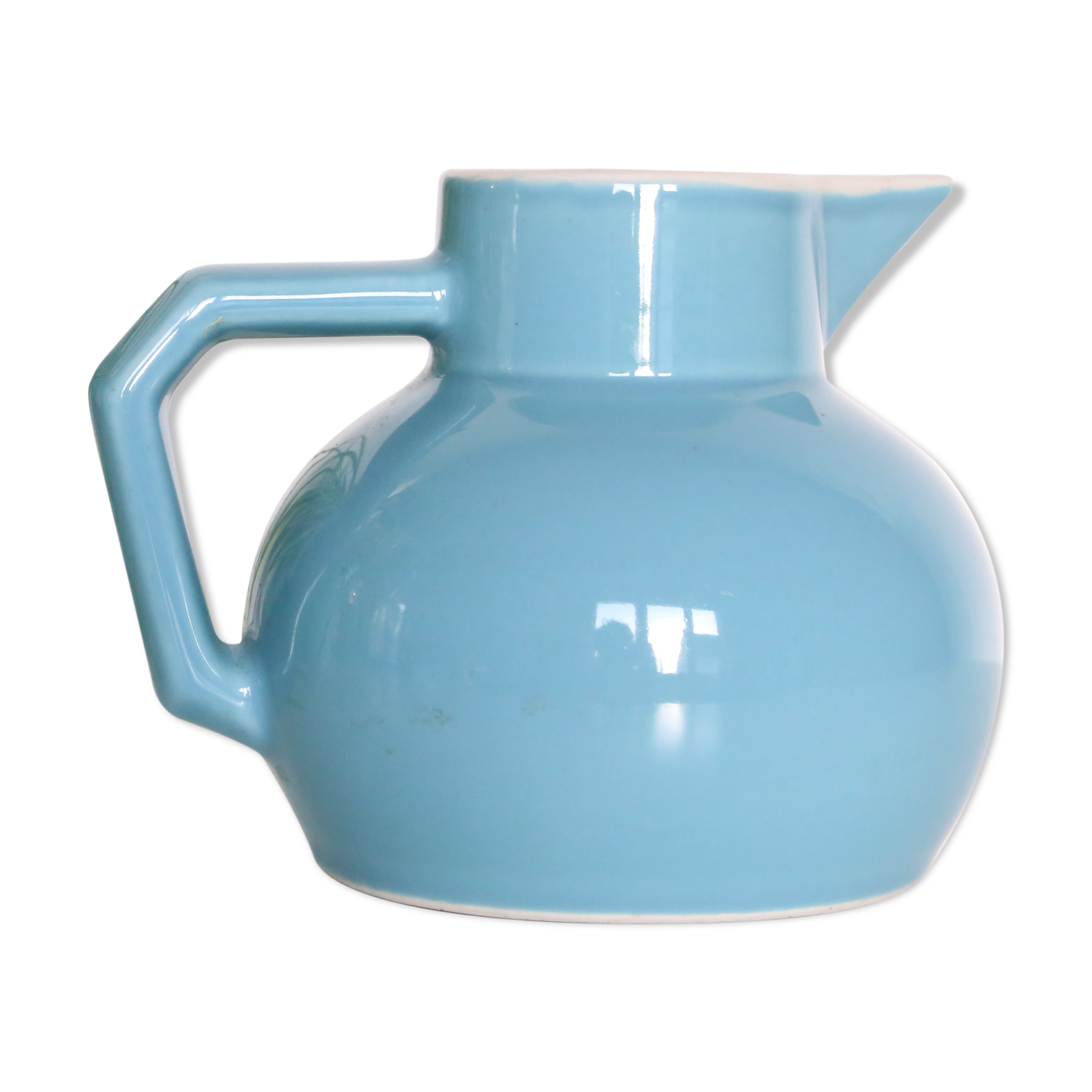 Blue water pitcher, plain, 1960s