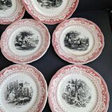 Set of 8 "Month" ceramic talking plates Digoin Sarreguemines
