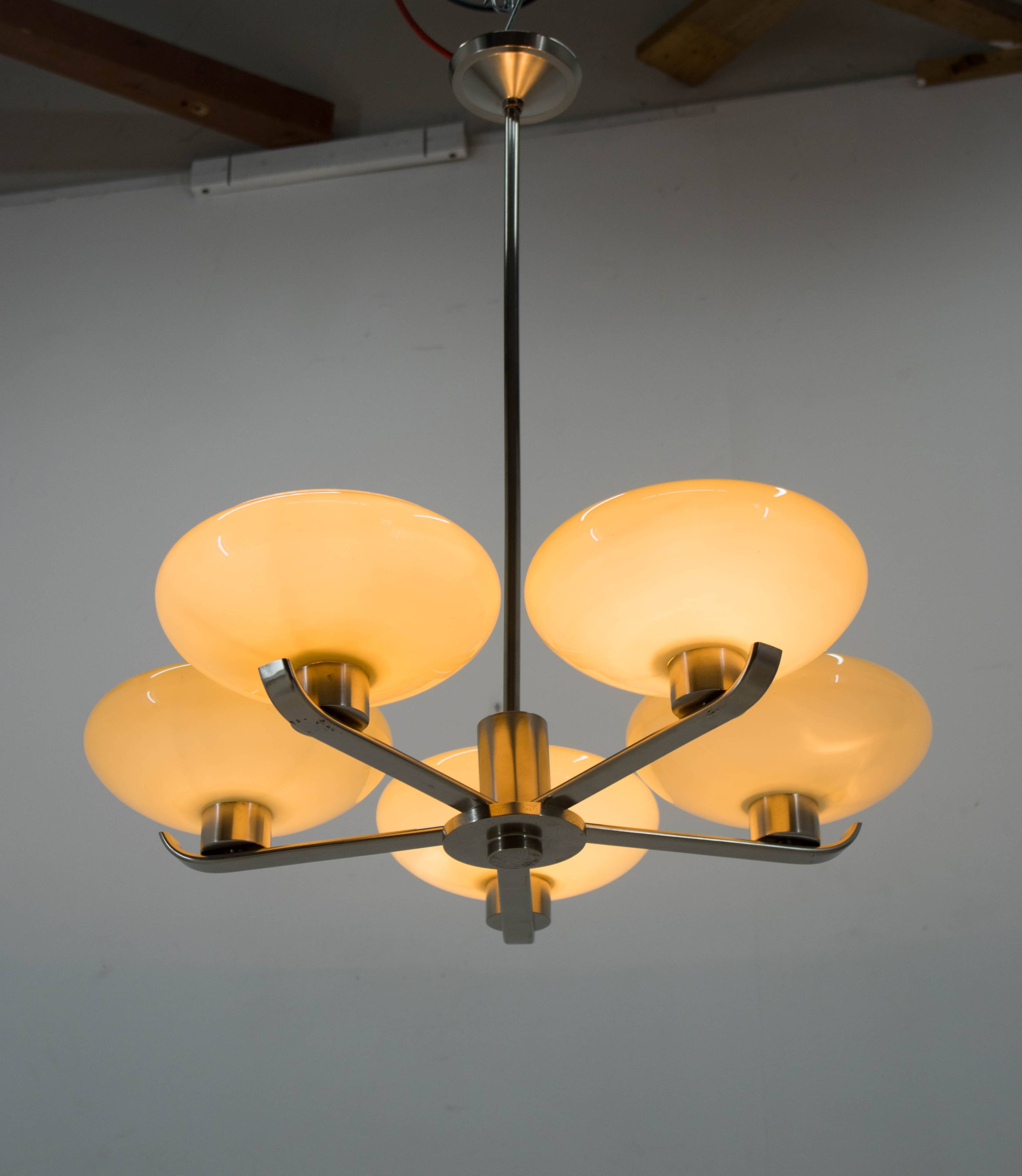 Functionalist / Art Deco Chandelier, 1930, Restored