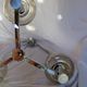 Chrome metal chandelier 3 vintage smoky glass globes