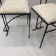 Pair of Postmodern High Back Black Metal Side Chairs in Boucle 1980s Vintage 70s