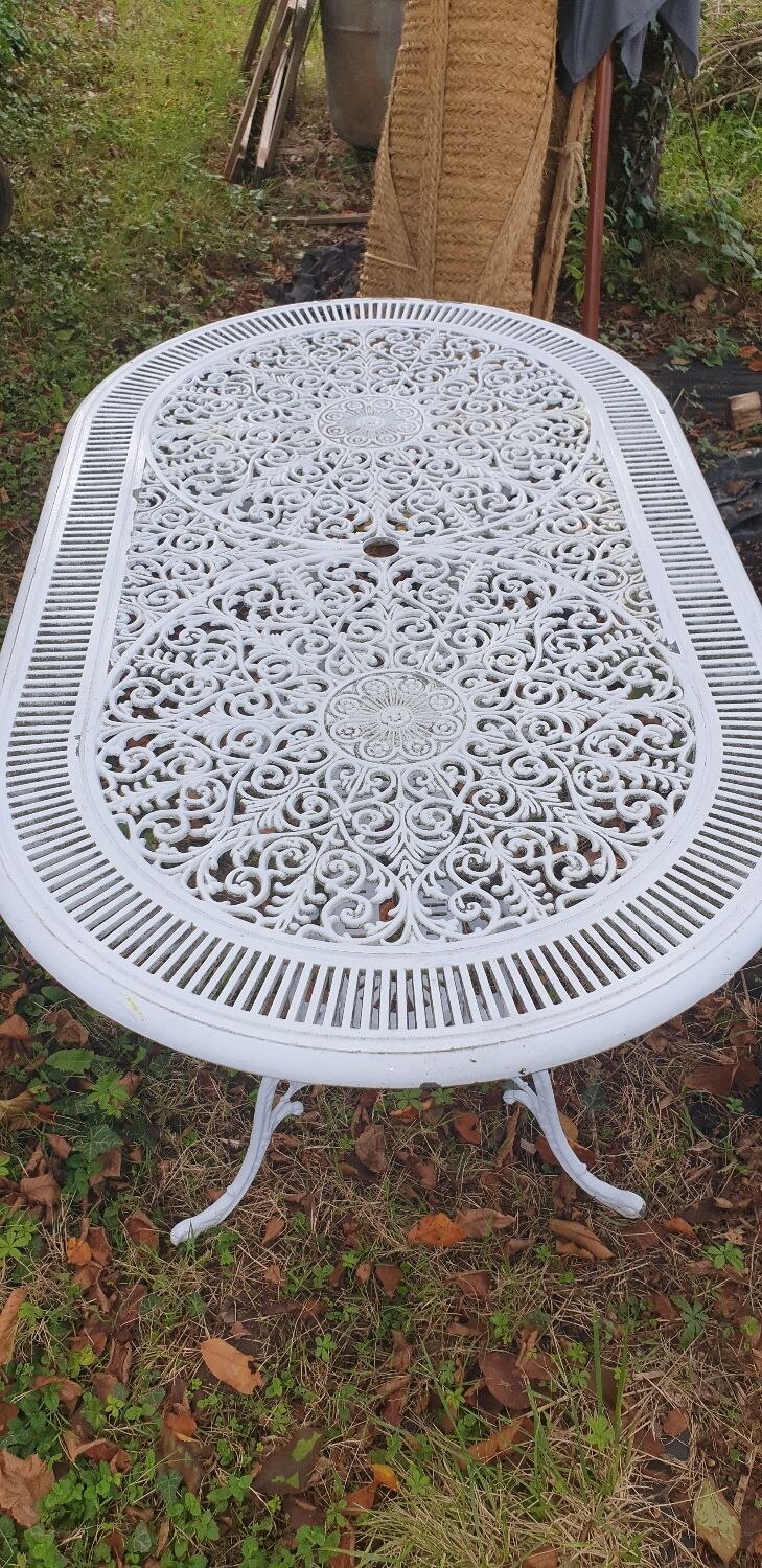 Ornate cast aluminum garden table