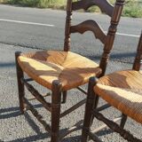 Series of 4 high-backed oak chairs