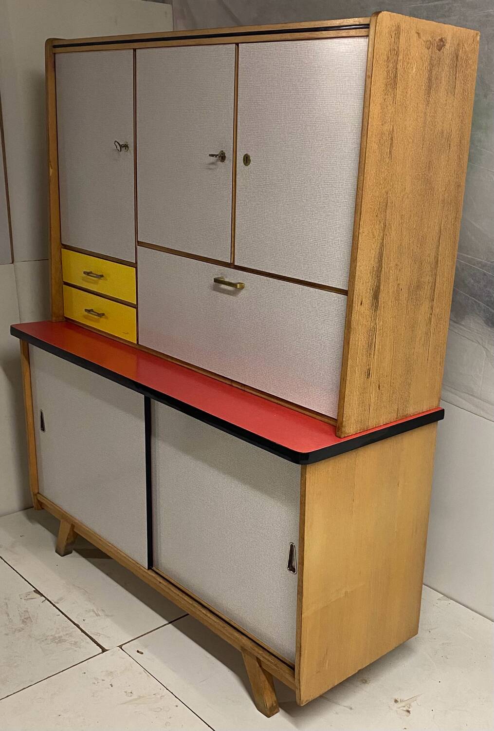 Vintage kitchen buffet with compass legs
