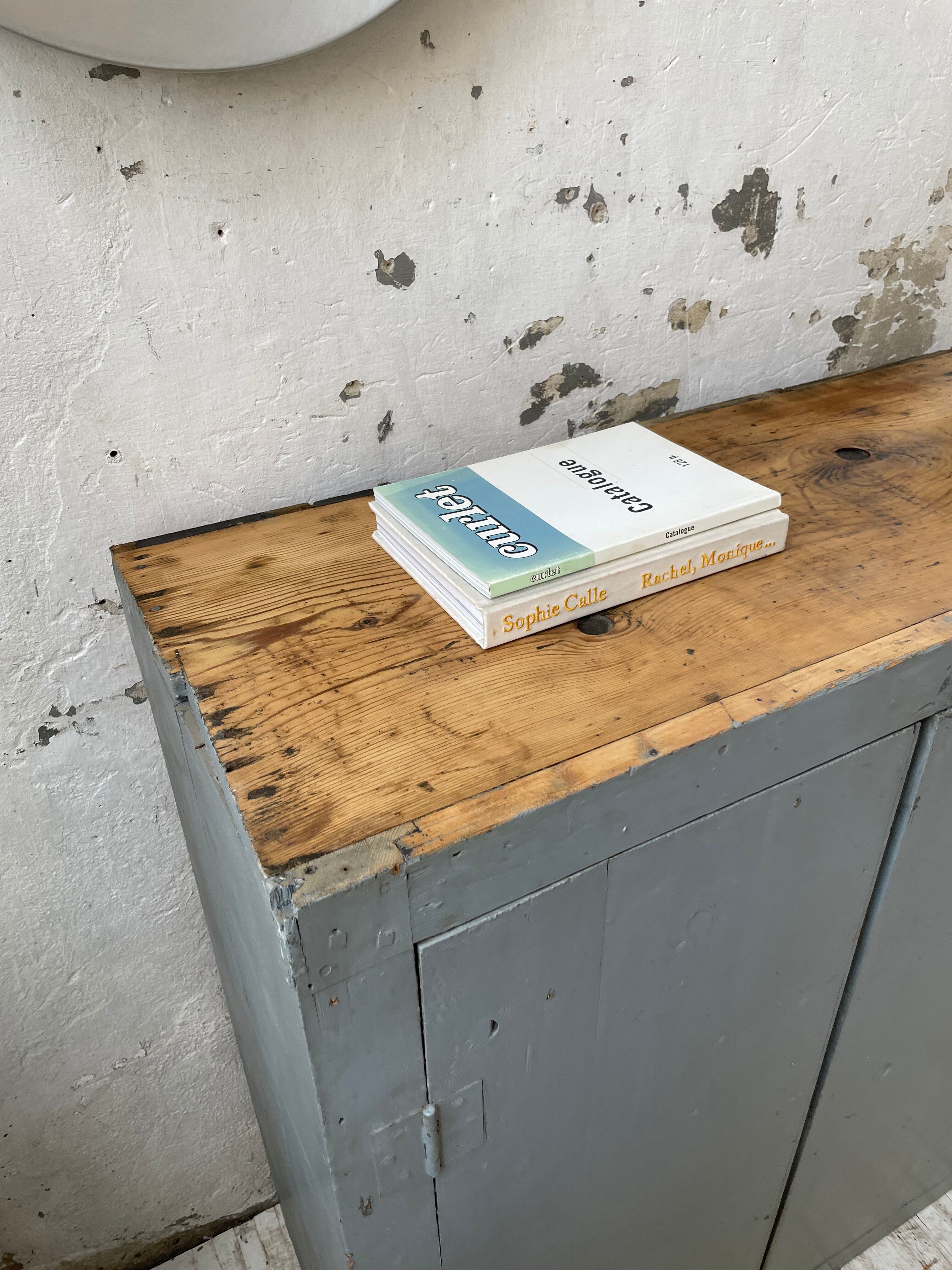 Factory blue patinated workshop furniture