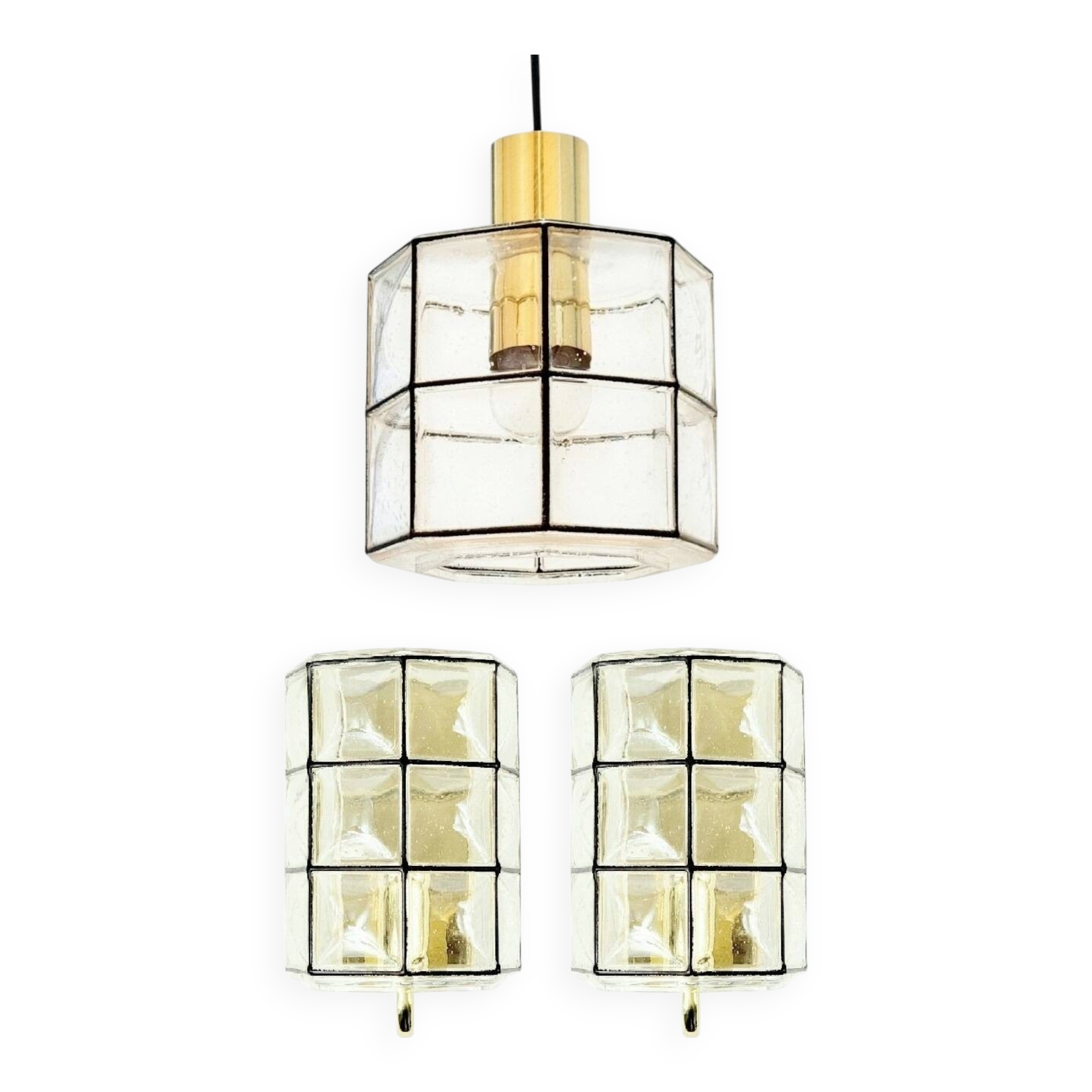 Set of Mid-Century Pendant & 2 Wall Lights from Limburg, Germany, 1960s