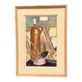 Original Swedish Oil on Canvas – “Still Life” by Harry Holmberg – Signed – Dated 1956 – Vintage & Framed – 47 × 34.5 cm (18.5" × 13.6")