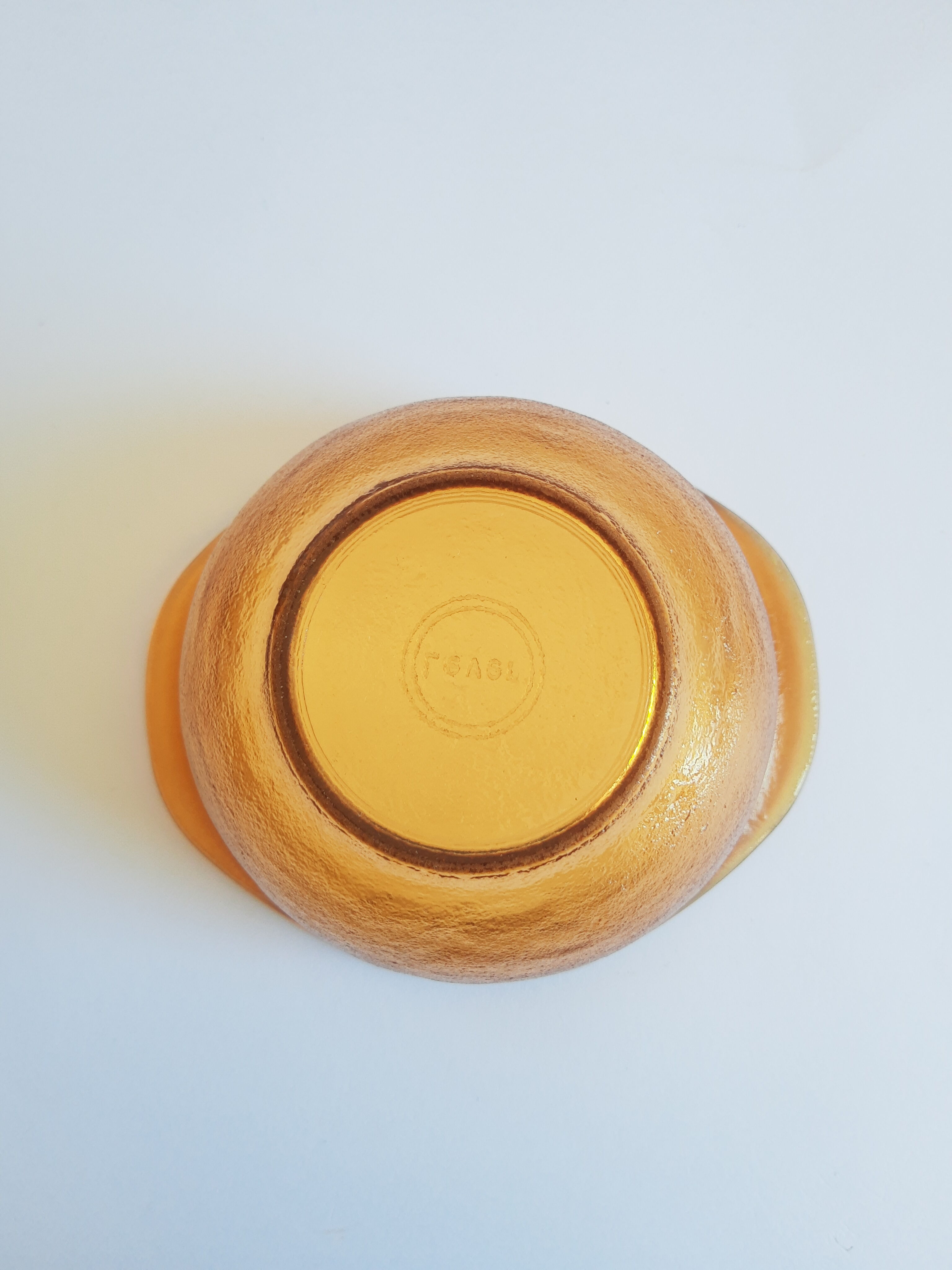 Amber eared bowl frosted old vintage lever