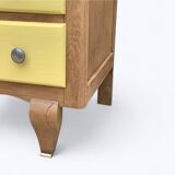 Art Deco chest of drawers in raw oak and yellow