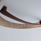 Teak and sisal pendant light from the 50s/60s by Temde Leuchten