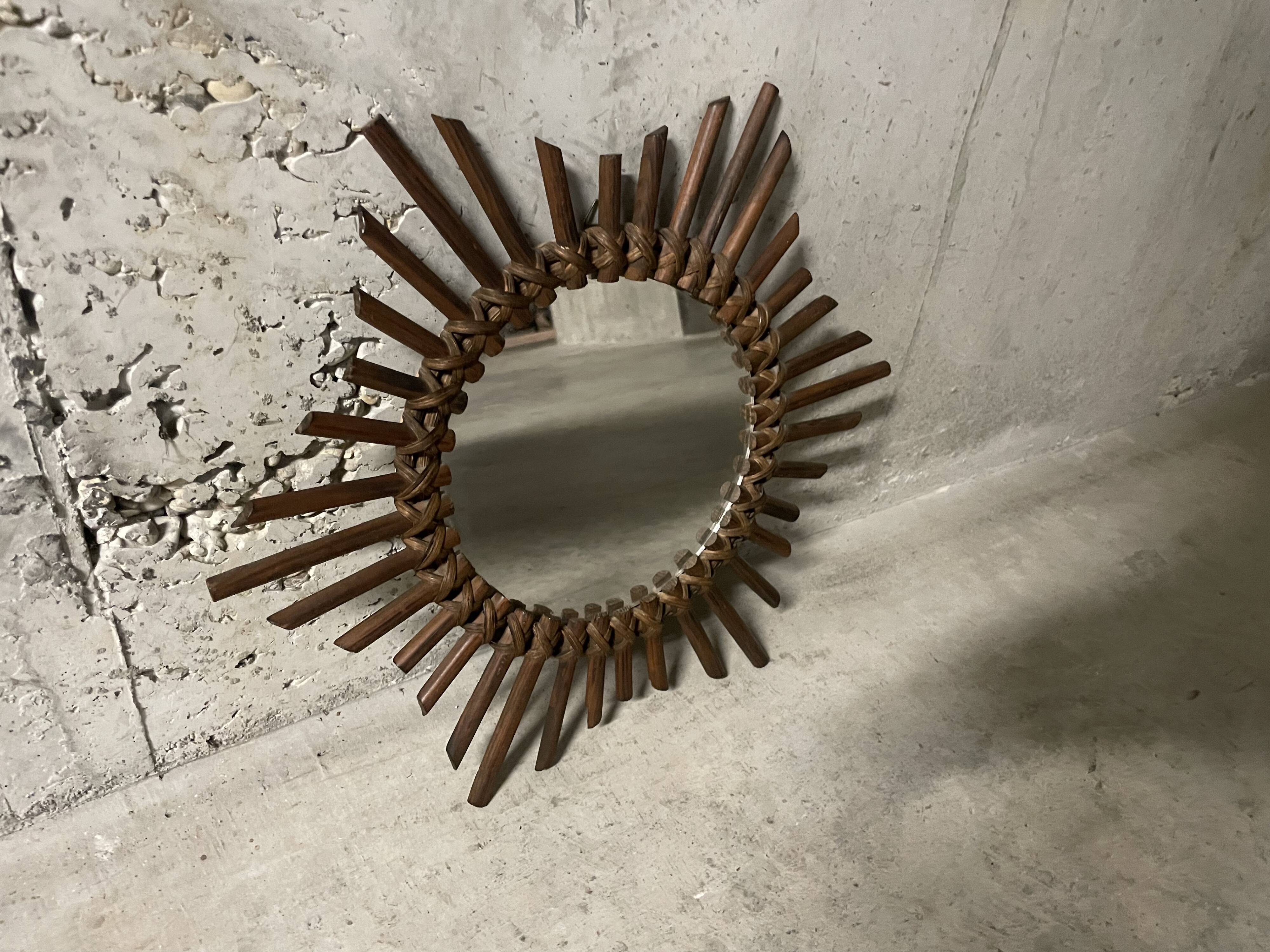 Rattan sun mirror