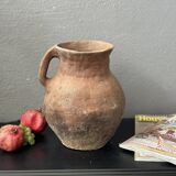 Poterie d’argile turque vintage, récipient en argile vieilli et antique / vase / petit