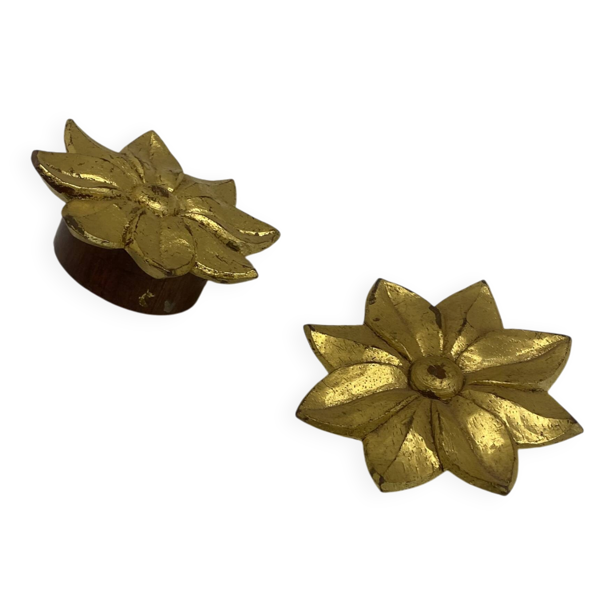 Gold Pair Oak Hand carved Door Handle Pullers Gio Ponti Guglielmo Ulrich