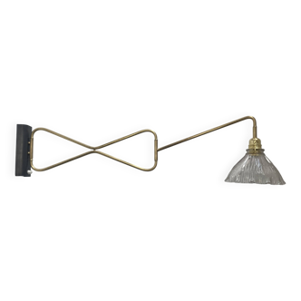 Old brass and prismatic glass XXL gallows lamp