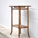 Bamboo and woven wicker table, vintage bamboo console, side table