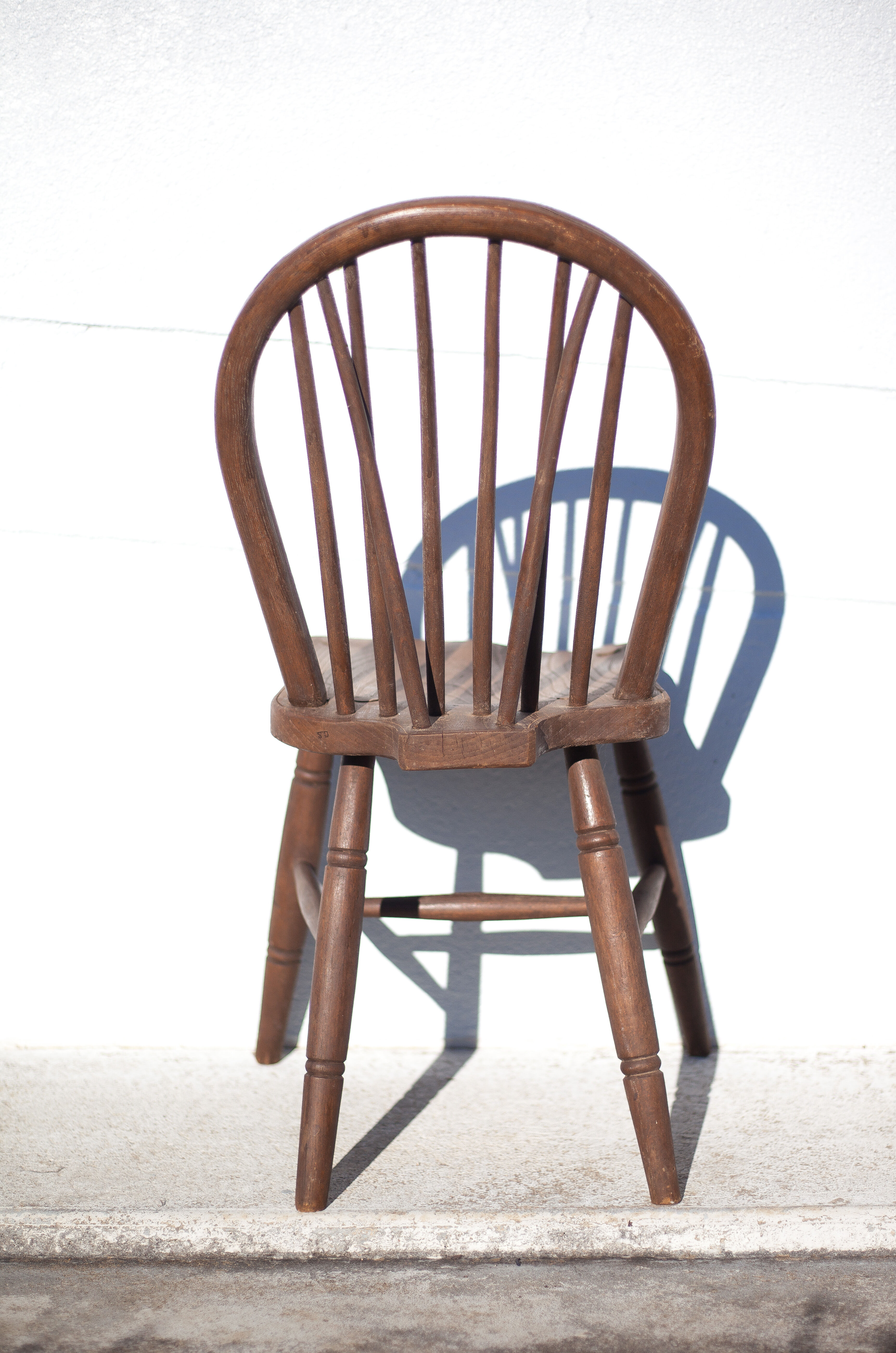 Stamped curved wooden chair, 40s, bistro chair, Windsor chair, extra chair