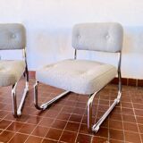Pair of mid century armchairs / fireside chairs in French terry fabric